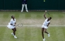 A file photo of the sisters Serena Williams (L) and Venus Williams playing against Belgium's Elise Mertens and Belgium's An-Sophie Mestach during their women's doubles second round match on the sixth day of the 2016 Wimbledon Championships at The All England Lawn Tennis Club in Wimbledon, southwest London, on July 2, 2016. Photo by ADRIAN DENNIS / AFP