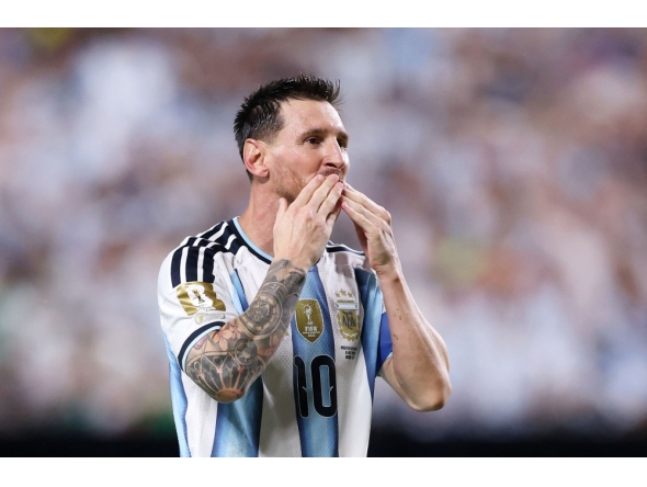 Lionel Messi #10 of Argentina celebrates scoring his team's third and hat trick goal during the FIFA World Cup 2026 Group J match between Argentina and Algeria at Kansas City Stadium on June 16, 2026 in Kansas City, Missouri. Michael Steele/Getty Images/AFP 