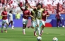 Granit Xhaka (second right) of Switzerland and his teammates wave to fans.