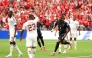 Cyle Larin #9 of Canada celebrates scoring his team's first goal during the FIFA World Cup 2026 Group B match between Canada and Qatar at BC Place Vancouver on June 18, 2026 in Vancouver, British Columbia. (Photo by Fran Santiago / GETTY IMAGES NORTH AMERICA / Getty Images via AFP)
