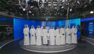 Director General of the Gulf Radio and Television Organisation H E Dr. Abdulrahman bin Abdulaziz Al-Hazzaa  with other officials during the visit.