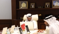 Minister of Municipality H E Abdullah bin Hamad bin Abdullah Al Attiyah with Qatar delegation during the meeting.
