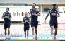 Sweden's forward #07 Benjamin Nygren (C) warms up during a training session ahead of Sweden's FIFA World Cup 2026 Group F football match against the Netherlands at Dallas stadium in Frisco on June 18, 2026. (Photo by Paul ELLIS / AFP)