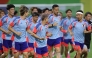 Japan's players take part in an MD-1 training session at the Rayados Training Centre in Santiago, near Monterrey, Mexico