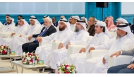 Undersecretary of the Ministry of Awqaf and Islamic Affairs H E Dr. Sheikh Khalid bin Mohammed bin Ghanem Al Thani, alongside senior officials and cultural figures during the event.