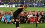 Norway's players celebrate after winning the 2026 World Cup Group I football match between Norway and Senegal at the New York/New Jersey Stadium in East Rutherford on June 22, 2026. (Photo by Charly Triballeau/ AFP)