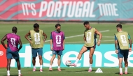 Portugal players take part in a training session. 