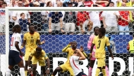 England's forward #09 Harry Kane (C) reacts after missing a goal opportunity during the 2026 World Cup Group L football match between England and Ghana at the Boston Stadium in Foxborough on June 23, 2026. (Photo by CHARLY TRIBALLEAU / AFP)