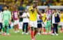 Colombia's defender #03 Jhon Lucumi celebrates after winning the 2026 World Cup Group K football match between Colombia and Democratic Republic of Congo. (Photo by Ulises Ruiz / AFP)