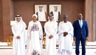 QC chairman Sheikh Khalifa bin Jassim bin Mohammed Al Thani with the Ambassador of Mali to Qatar H E Didio Othman Sidibé; Ambassador of Niger to Qatar; H E Amadou Madoukou; and Chargé d’Affaires a.i. at the Embassy of Burkina Faso, Amidou Coulibaly.