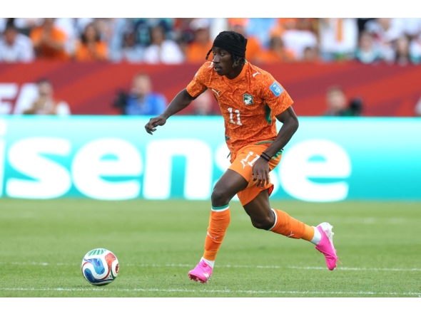 Yan Diomande #11 of Cote d'Ivoire runs with the ball during the FIFA World Cup 2026 Group E match between Germany and Cote D'Ivoire at Toronto Stadium on June 20, 2026 in Toronto, Ontario. (Photo by ALEXANDER HASSENSTEIN / GETTY IMAGES NORTH AMERICA / Getty Images via AFP)