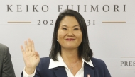 Peru president-elect for the Fuerza Popular party, Keiko Fujimori, waves as she gives a statement at her campaign headquarters in the San Borja district of Lima on July 3, 2026. (Photo by AFP)
