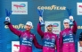 Team Qatar by Iron Lynx drivers Abdulla Al-Khelaifi, Julian Hanses and Maxime Martin celebrate on the podium after securing the second place in the LMGT3 category at the 4 Hours of Imola.