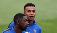 France's forward #10 Kylian Mbappe and France's forward #07 Ousmane Dembele attend a training session at Bentley University in Waltham, near Boston, on July 07, 2026, during the 2026 World Cup football tournament. (Photo by FRANCK FIFE / AFP)
