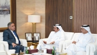 Chairman of QC Sheikh Khalifa bin Jassim bin Mohammed Al Thani and QC Board Member Mohamed bin Ahmed Al Obaidli with Ambassador Extraordinary and Plenipotentiary of the Republic of Armenia H E Tigran Gevorkian.