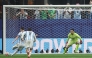 Argentina's forward #10 Lionel Messi shoots a penalty later stopped by Egypt's goalkeeper #23 Mostafa Shoubir on July 7, 2026. (Photo by Odd Andersen / AFP)