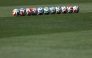 Trionda balls are arranged in a line during a France's MD-1 training session at Bentley University in Waltham, near Boston, on July 8, 2026. (Photo by Franck Fife / AFP)
 
