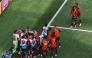 Spain's players celebrate after Mikel Merino scored their second goal against Belgium on Friday.