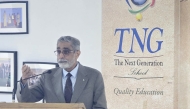 Ambassador of Pakistan to Qatar H E Muhammad Aamer speaking to the gathering during the event.