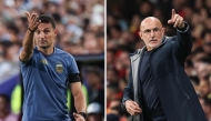 (Combo) This combination of file photos created on July 16, 2026, shows Argentina's head coach Lionel Scaloni in Kansas City on July 11, 2026 (L); and Spain's Spanish coach Luis de la Fuente in Cornella de Llobregat on March 31, 2026. (Photo by Odd Andersen and Lluis Gene / AFP)