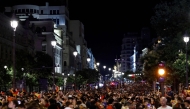 Spain's supporters celebrate victory after the 2026 World Cup final match between Spain and Argentina at Cibeles square and Gran Via avenue in Madrid, on July 19, 2026. (Photo by Oscar Del Pozo / AFP)