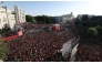 Spain fans pack Cibeles Square in Madrid.