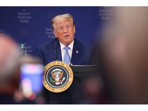U.S. President Donald Trump delivers remarks on the Ratepayer Protection Pledge during a roundtable at the Environmental Protection Agency headquarters on July 23, 2026 in Washington, DC.(Photo by Kevin Dietsch / GETTY IMAGES NORTH AMERICA / Getty Images via AFP)
