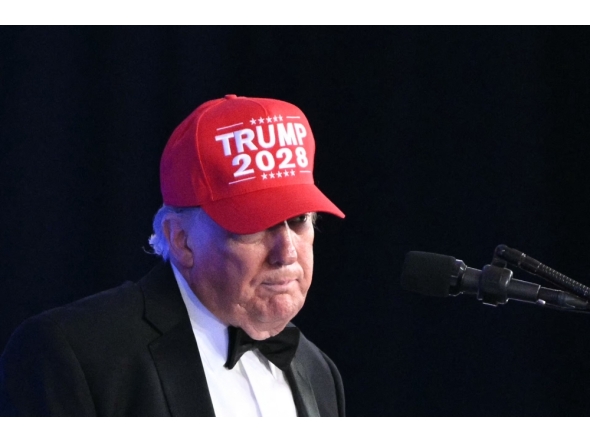 US President Donald Trump wears a 