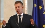 Hungary's Prime Minister Peter Magyar informs the press with the Speaker of the Hungarian Parliament at the presidential palace in Budapest, on August 3, 2026 on the government's handling of the heat wave and the energy crisis. (Photo by Attila KISBENEDEK / AFP)