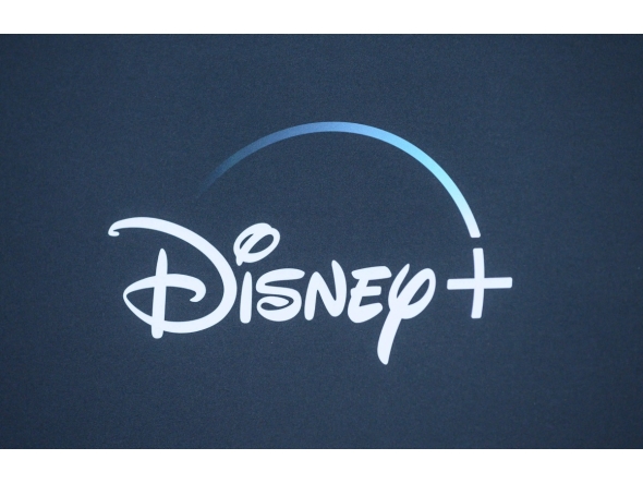 The Disney+ logo is seen on the backdrop for the World Premiere of 