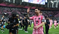 Lionel Messi #10 of Inter Miami CF celebrates scoring his team's third goal during the Leagues Cup Phase One match between Inter Miami CF and Atletico San Luis at Nu Stadium on August 05, 2026 in Miami, Florida.  (Photo by Megan Briggs /Getty Images via AFP)
