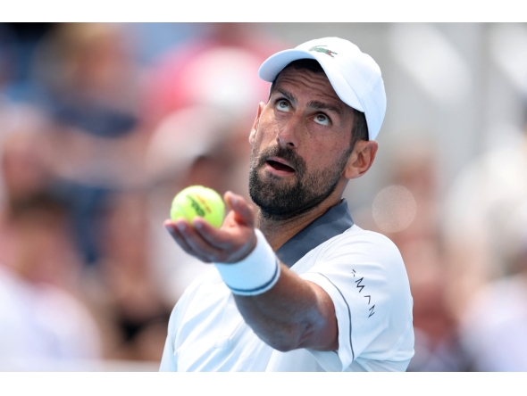 Novak Djokovic of Serbia serves during a match against Thiago Tirante of Argentina on day five of the Cincinnati Open at Lindner Family Tennis Center on August 15, 2026 in Mason, Ohio. Emilee Chinn/Getty Images/AFP 