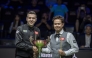 Mark Selby (L) of England and Noppon Saengkham of Thailand pose before the final match at China Open 2026 snooker tournament in Taiyuan, north China's Shanxi Province, Aug. 16, 2026. (Xinhua/Cao Yang)