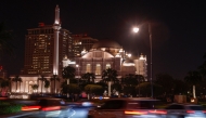Motorists drive past the Hamad bin Jassim bin Jaber Al Thani Mosque at the Pearl Island in Doha on August 13, 2026. (Photo by KARIM JAAFAR / AFP)
