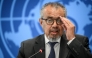 World Health Organization (WHO) Director-General Tedros Adhanom Ghebreyesus speaks during a press conference on Ebola outbreak in Democratic Republic of Congo and Uganda, at the UN health agency's headquarters in Geneva on May 20, 2026. Photo by FABRICE COFFRINI / AFP