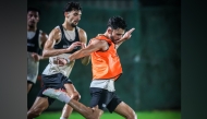 Al Wakrah players during a training session yesterday.