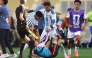 :(FILES) Argentina's midfielder #05 Leandro Paredes (top) clashes with Spain's midfielder #09 Gavi during the 2026 World Cup football tournament final match between Spain and Argentina at the New York/New Jersey Stadium in East Rutherford on July 19, 2026. (Photo by CHARLY TRIBALLEAU / AFP)