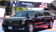 The Presidential limousine is seen near turn 2 prior to the NTT INDYCAR Freedom 250 in Washington, DC. (Photo by Chris Graythen AFP)