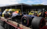 Red Bull Racing's Dutch driver Max Verstappen's car is moved following his crash during the Formula One Dutch Grand Prix at The Circuit Zandvoort, western Netherlands, on August 23, 2026. (Photo by JOHN THYS / AFP)