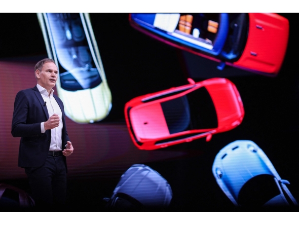 (FILES) German carmaker Volkswagen (VW) CEO Oliver Blume addresses an annual news conference to present the company's results at the company's headquarters in Wolfsburg, central Germany, on March 11, 2025. (Photo by Ronny HARTMANN / AFP)
