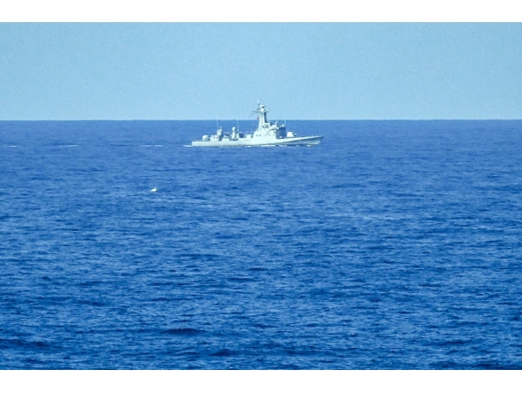 A Turkish vessels patrols during search and rescue operations following a ferry capsizing off the port of Kyrenia in the north of the divided Mediterranean island of Cyprus on August 30, 2026. Photo by Jewel SAMAD / AFP