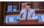 Spokesperson for the Center for Islamic Civilization Uktam Usmonov speaking to the audience during the closing ceremony of the event.