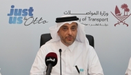 Assistant Undersecretary for Land Transport Affairs Eng. Abdullah Saif Al-Sulaiti speaking during the press briefing.