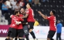 Al Rayyan players celebrate their win over Al Shamal.