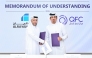 CEO of QFC Mansoor Rashid Al-Khater and Group CEO of AlRayan Bank Fahad bin Abdulla Al Khalifa during the MoU signing.
