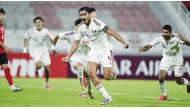 Qatar’s Ahmad Al-Sayed celebrates after scoring team’s first goal. 
