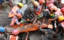 This handout photograph taken and released by the Nepal Army on September 4, 2026 shows army personnel carrying a worker who was trapped inside a tunnel, during a rescue operation at Trishuli-3A Hydropower Project in Nepal's Rasuwa district. Photo by Handout / NEPAL ARMY / AFP