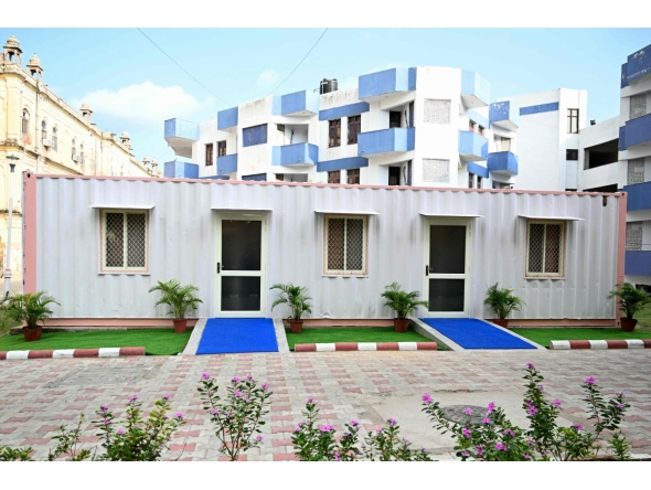 A view of India's first container-based accommodation for sportspersons preparing to participate in the upcoming Asian Games Aichi-Nagoya 2026, at Netaji Subhas National Institute of Sports in Patiala on September 3, 2026. Photo by Narinder NANU / AFP