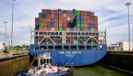  The container ship CMA CGM Arctic, sailing under the Maltese flag, passes through the Cocoli Locks of the Panama Canal in Panama City on September 3, 2026, ahead of reduced transit measures linked to the El Nino weather phenomenon that are set to come into force on September 4. (Photo by MARTIN BERNETTI / AFP)