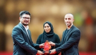 Iyad Hudaib (right) Senior Marketing Manager at Doha Festival City, and Saifali Althaf (left), Marketing Coordinator at Doha Festival City, accept the ‘Best Mall’ award from Jazmine Sheikh (center), Festivals and Events Delivery Project Head at Qatar Tourism, during a special ceremony celebrating the success of the Hala Summer Shopping Festival.